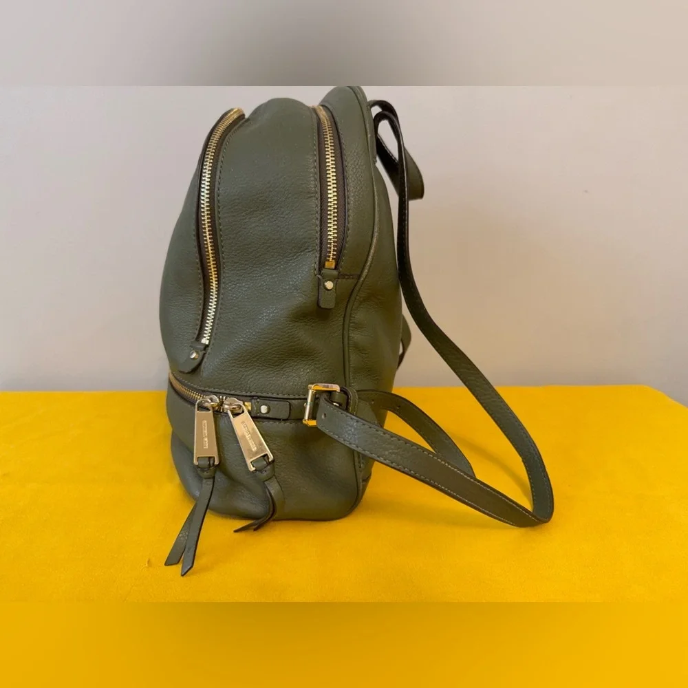 Michael Kors Olive Green Leather Backpack - Picture 4 of 16